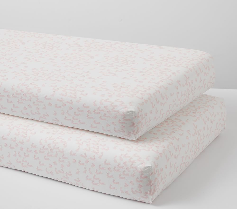 Organic Watercolour Bunny Fitted Crib Sheet Bundle - Set of 2
